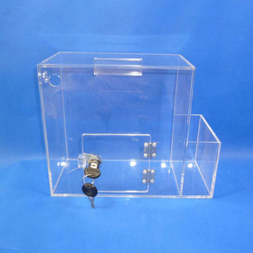 Custom clear suggestions comments complaints box with locker and slip holder 2235