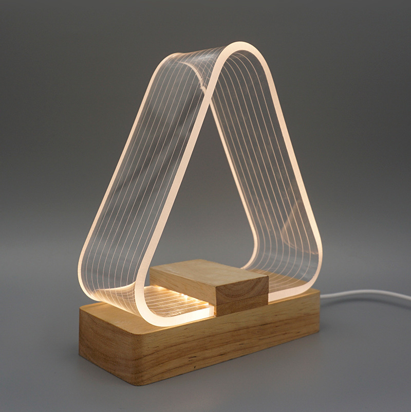 Wood base + Acrylic sheet Nordic style table lamp Led-165