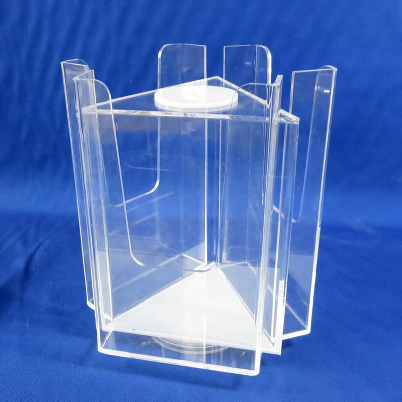 Trifold brochure holder, Countertop clear rotating organizer tray, rack for pamphlet 6118