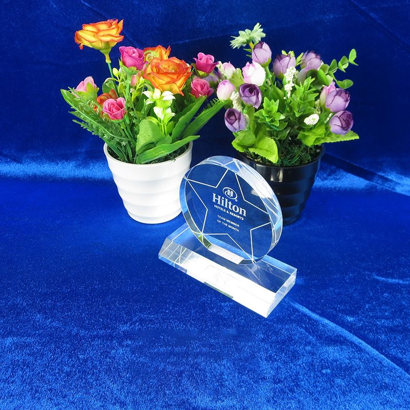 Custom clear lucite award HILTON 2B05