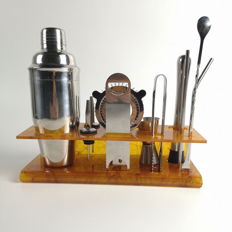 Bartender kit cocktail shaker set stainless steel bar tools with acrylic stand 8119