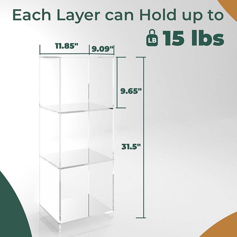 3 Tier clear acrylic floor standing bookshelf 