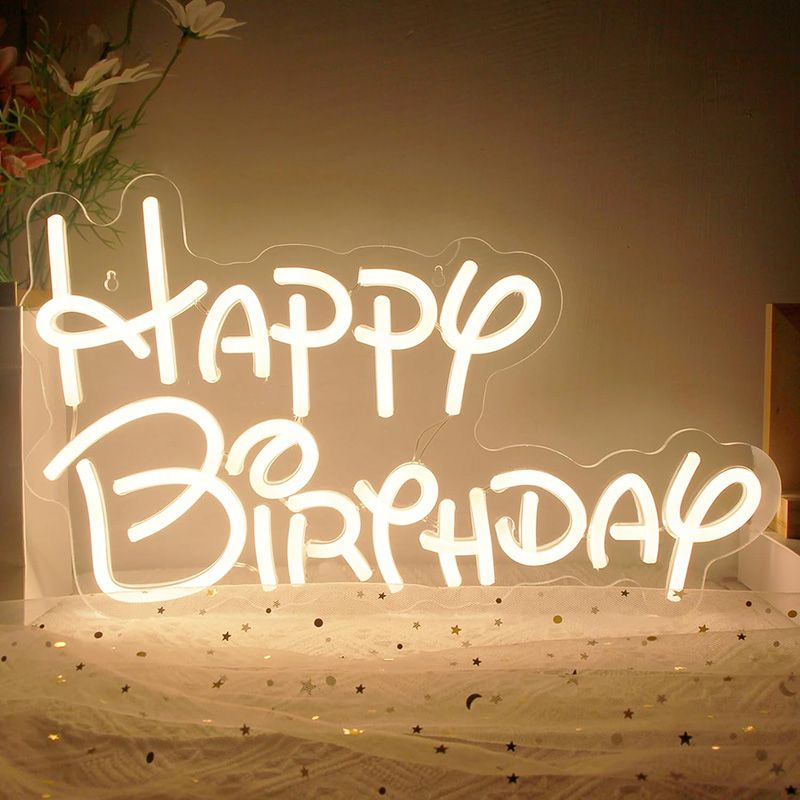 White light happy birthday neon sign,Led happy birthday neon sign 8F19