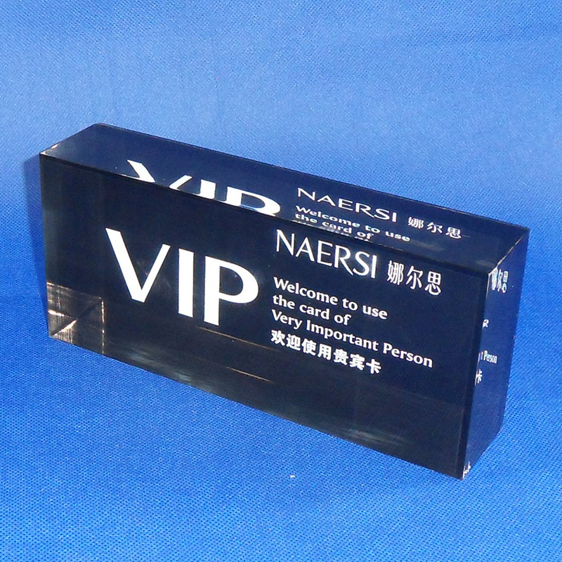 Custom freestanding lucite block for vip 1118