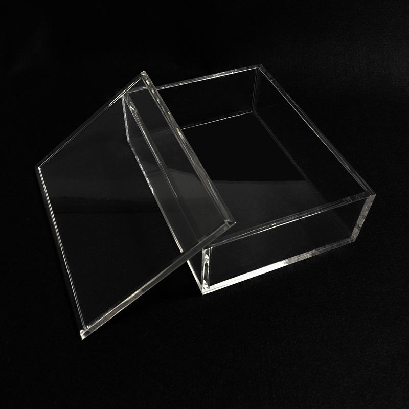 Custom perspex rectangle display storage box with lid 2116