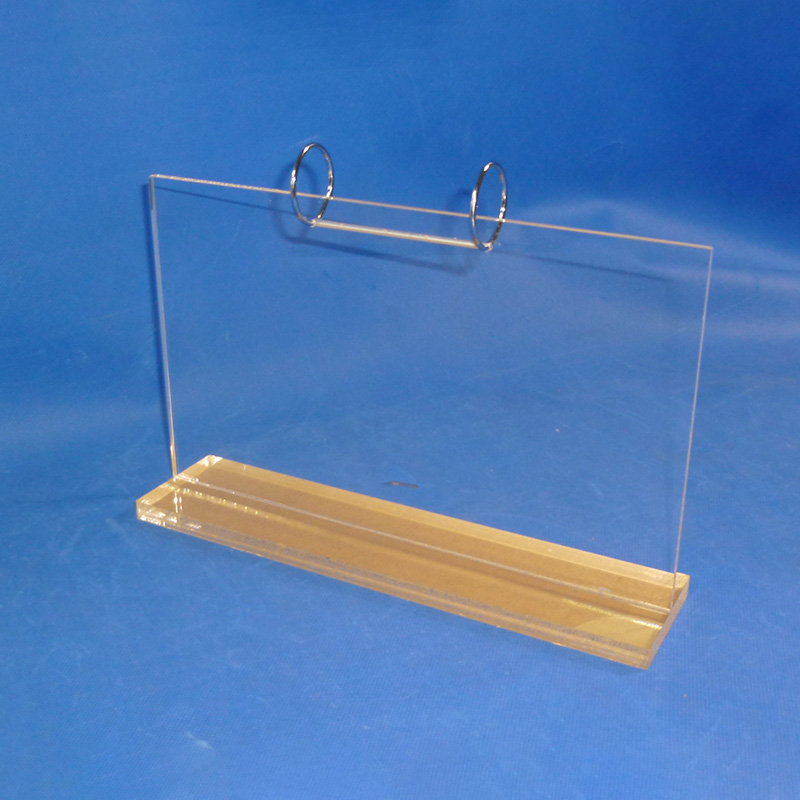 Acrylic T shape desk calendar display stand with steel ring 8137