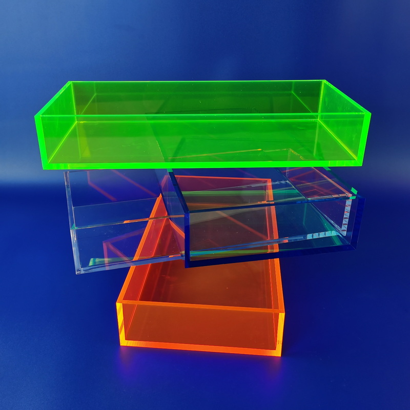 Colored acrylic 5 sided storage box - Fluorescent color case 2112