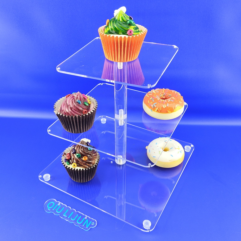 3-Tier clear acrylic square cupcake display and stand with LED Lights 9157