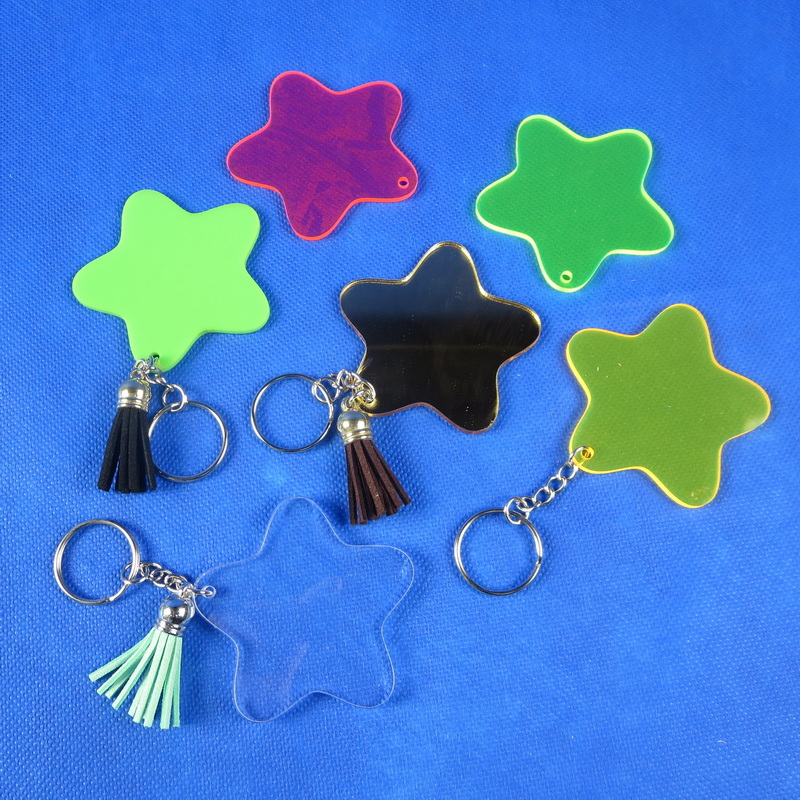 Acrylic star keyring,blank acrylic keychain,acrylic stars mirror keyring 6246