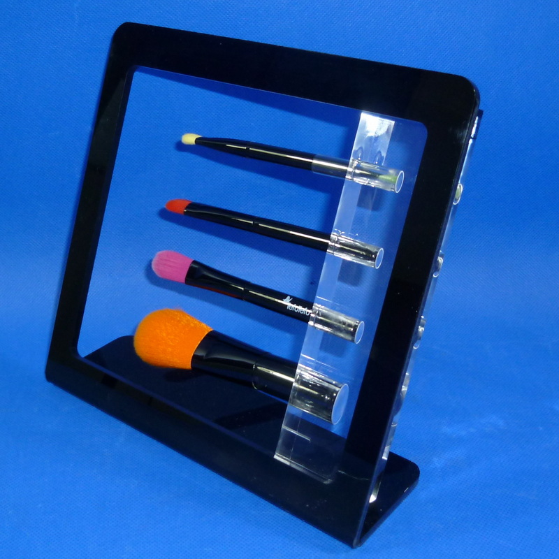 Slant back black + clear acrylic cosmetic brush display stand 3268