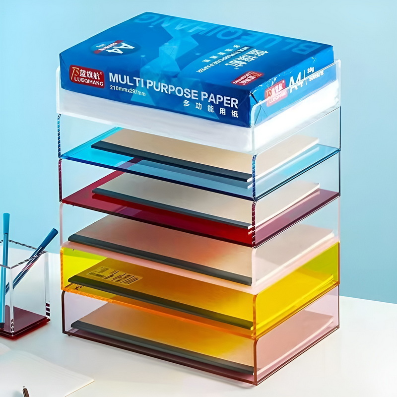 Multi-Layer office desktop acrylic organizer with paper tray, file rack 6255