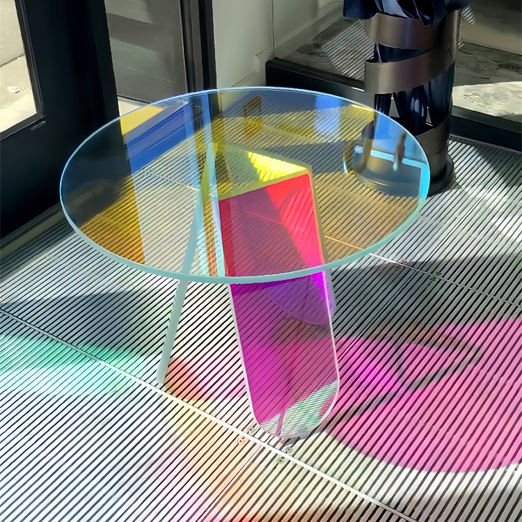 Rainbow color small round acrylic coffee table 5A71