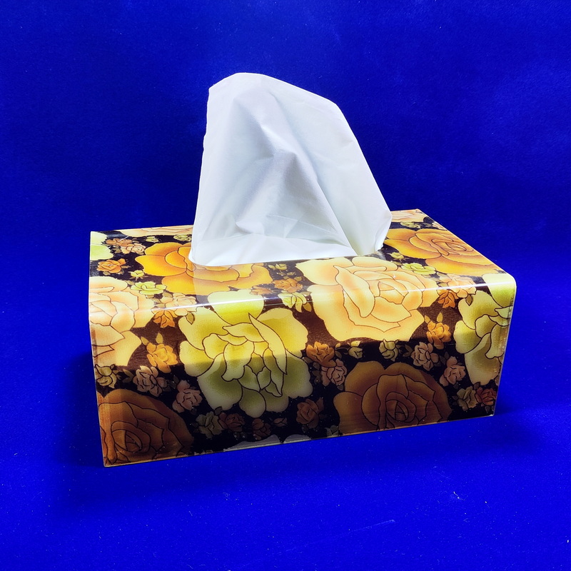 Peony plexiglass tissue box, Rectangular tissue box cover 6A26