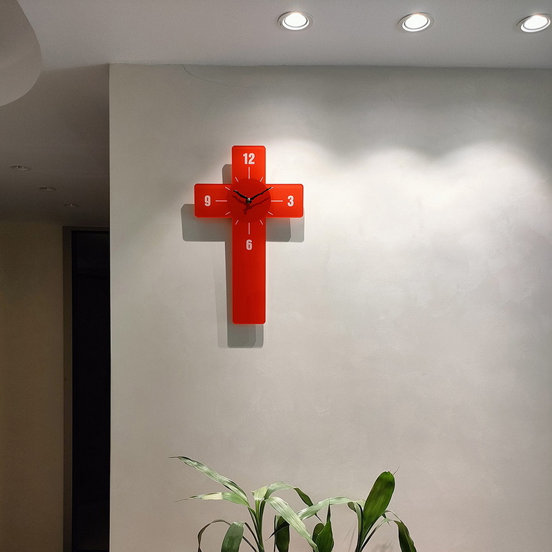 Desktop or wall mounted cross shape acrylic art clock 6A49