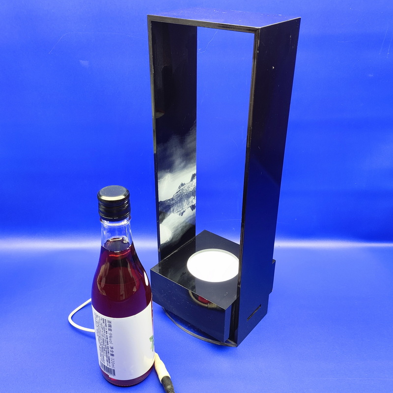 Custom black acrylic led wine bottle presenter LED-036